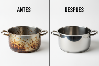 OLLA ANTES CON OXIDO OLLA DESPUES SIN OXIDO